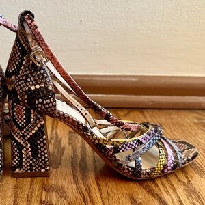 Vince Camuto strappy snakeskin heeled sandals